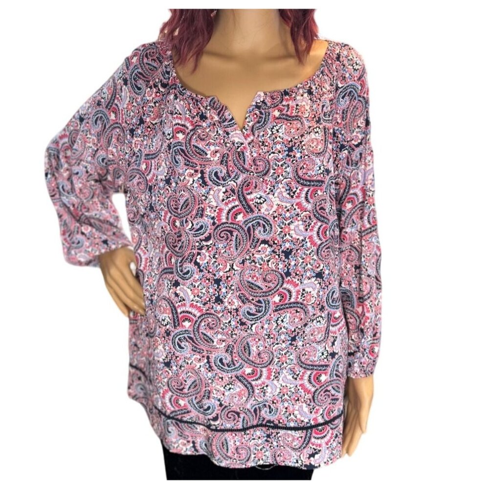 Rafaella Weekend Paisley Peasant Blouse size medium
